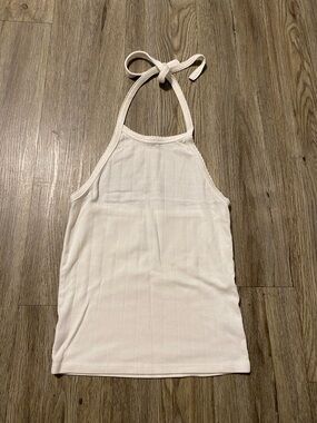 American Eagle Outfitters White Ribbed Halter Tank